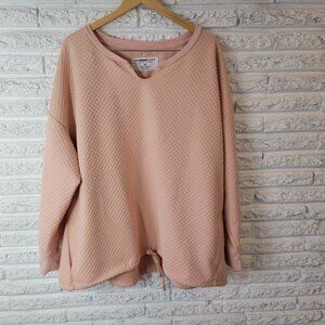 Sweatshirt Project Womens 3X Plus Long Sleeve Pink Tied Front SWE64E